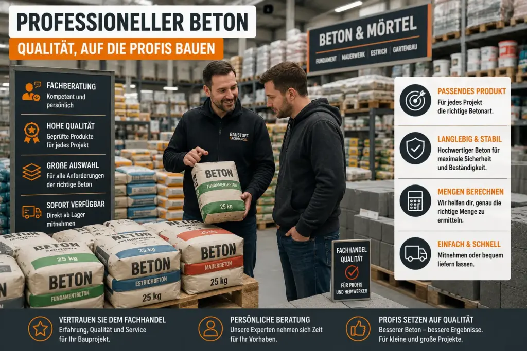 Professioneller Beton im Baustoff Fachhandel