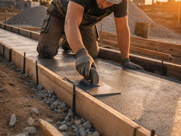 Normalbeton-Fundament – frisch gegossener Beton