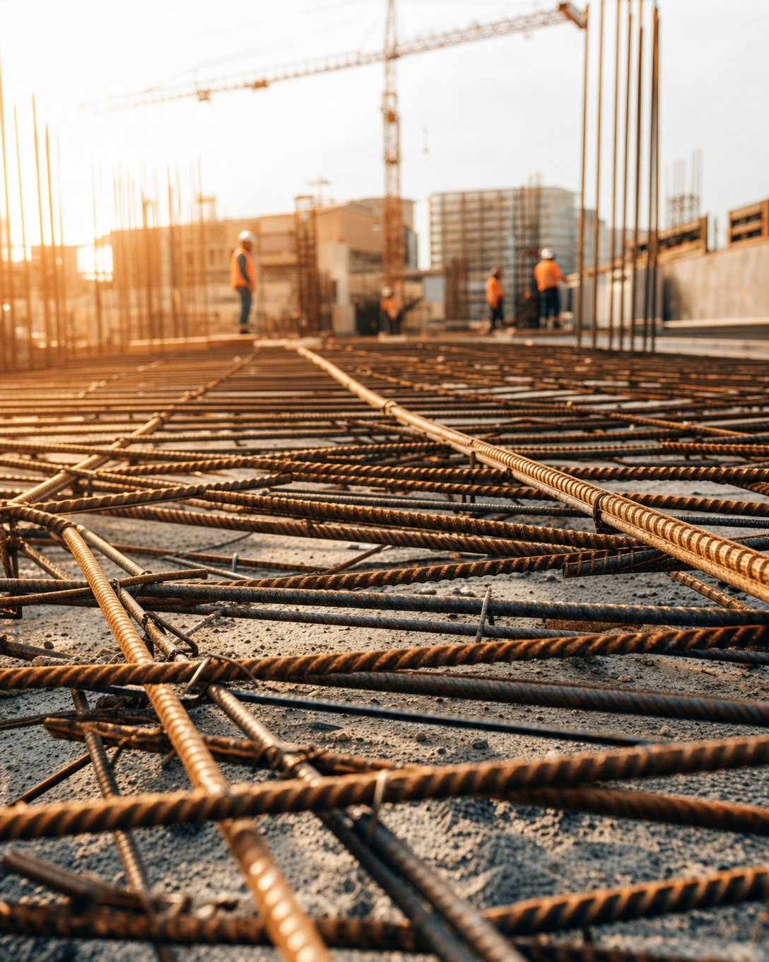 Stahlbeton Bewehrung auf der Baustelle