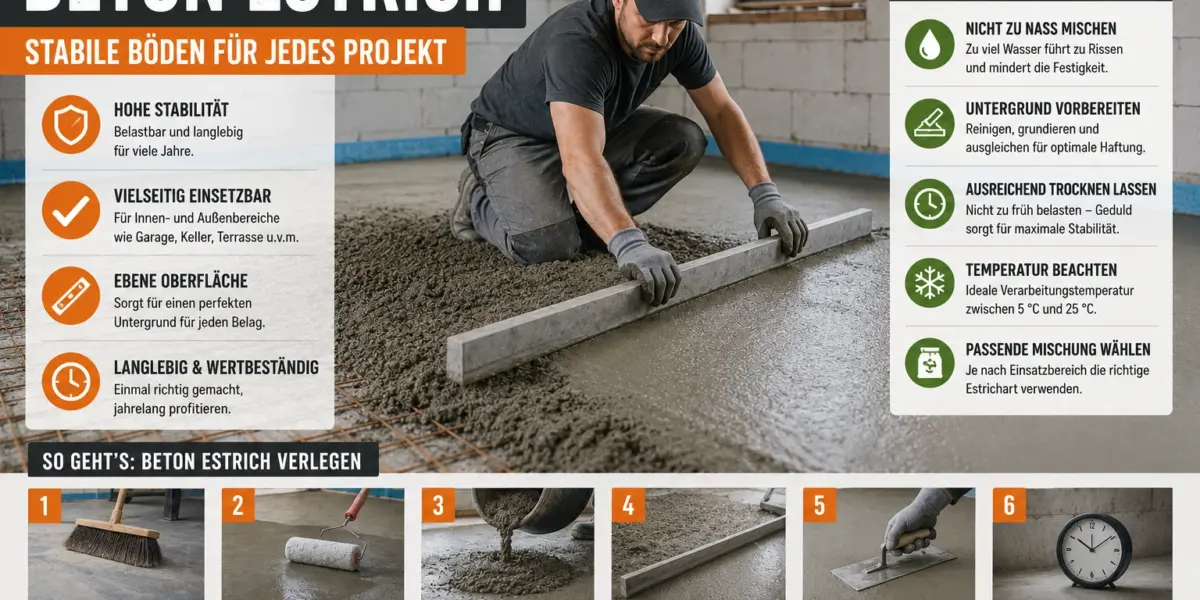 Beton Estrich richtig verlegen und verteilen