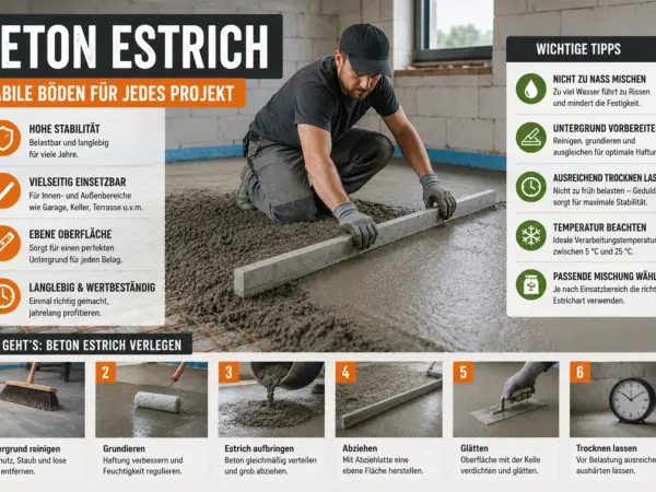 Beton Estrich richtig verlegen und verteilen