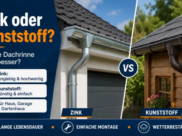 Dachrinne montieren- Zink vs. Kunststoff