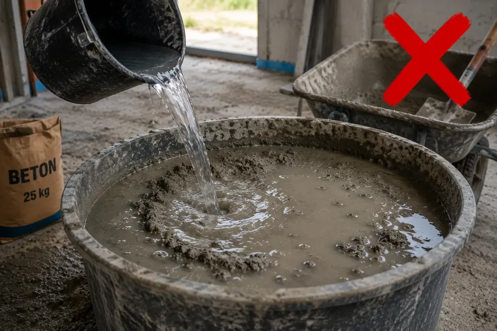 Zu viel Wasser im Beton Estrich